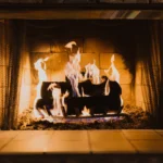 limewash brick fireplace