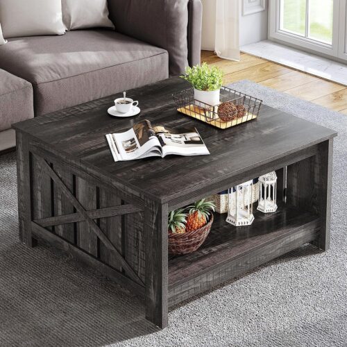 Rustic Wood Cocktail Coffee Table